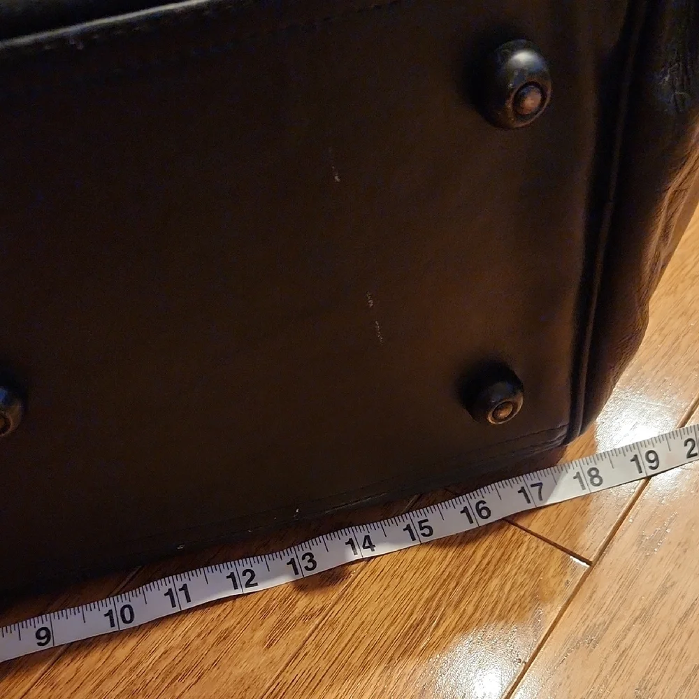 Duffel Bag By Miami Leather Co. Black Genuine Leather with Shoulder Strap